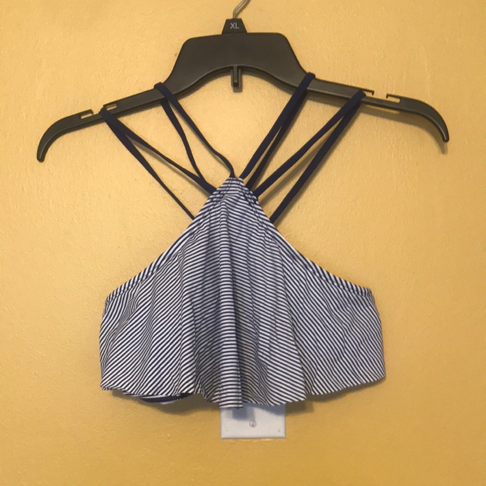 striped high neck bikini top
